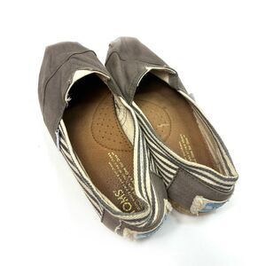 TOMS Ash Gray Canvas Espadrille Flats Sz 7